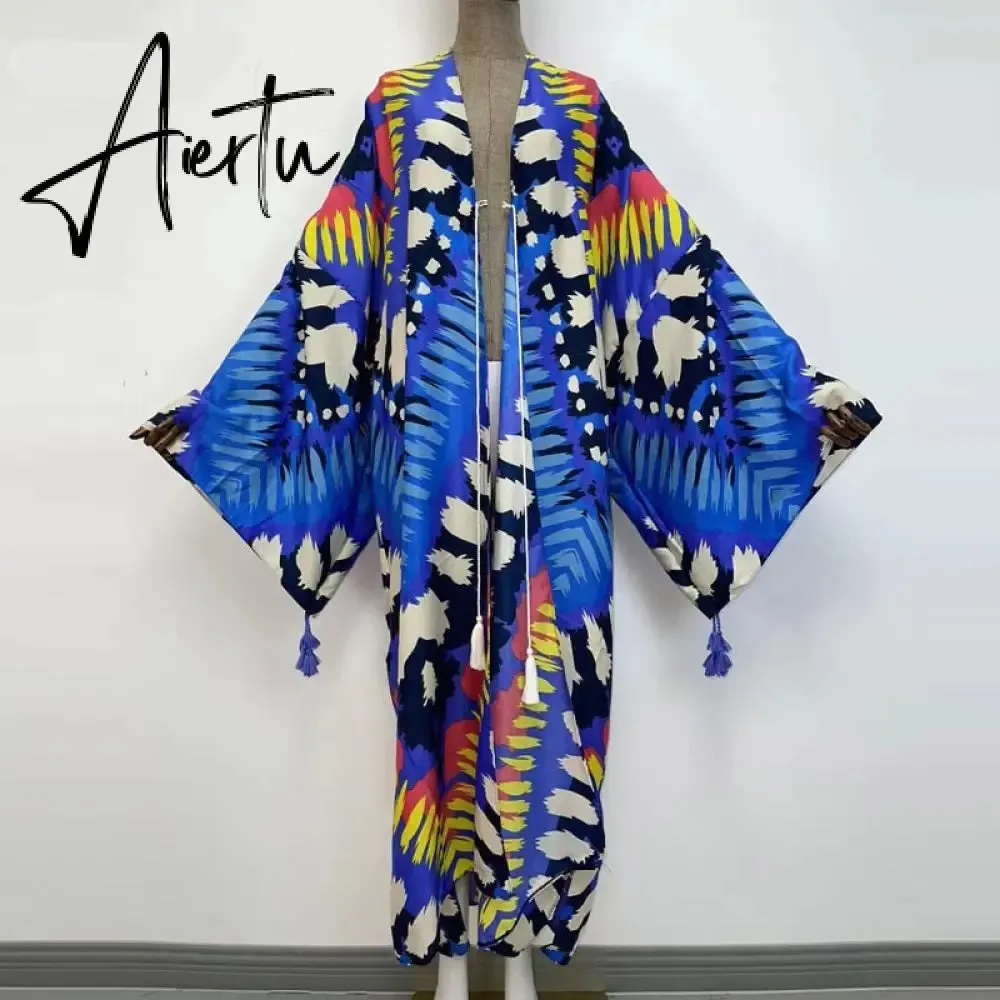 Women Cardigan Loose Long Dress Cocktail Party Boho Maxi African Holiday Batwing Sleeve kimono Robe