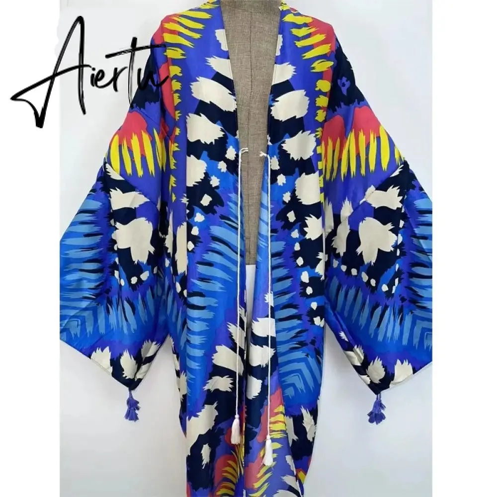 Women Cardigan Loose Long Dress Cocktail Party Boho Maxi African Holiday Batwing Sleeve kimono Robe