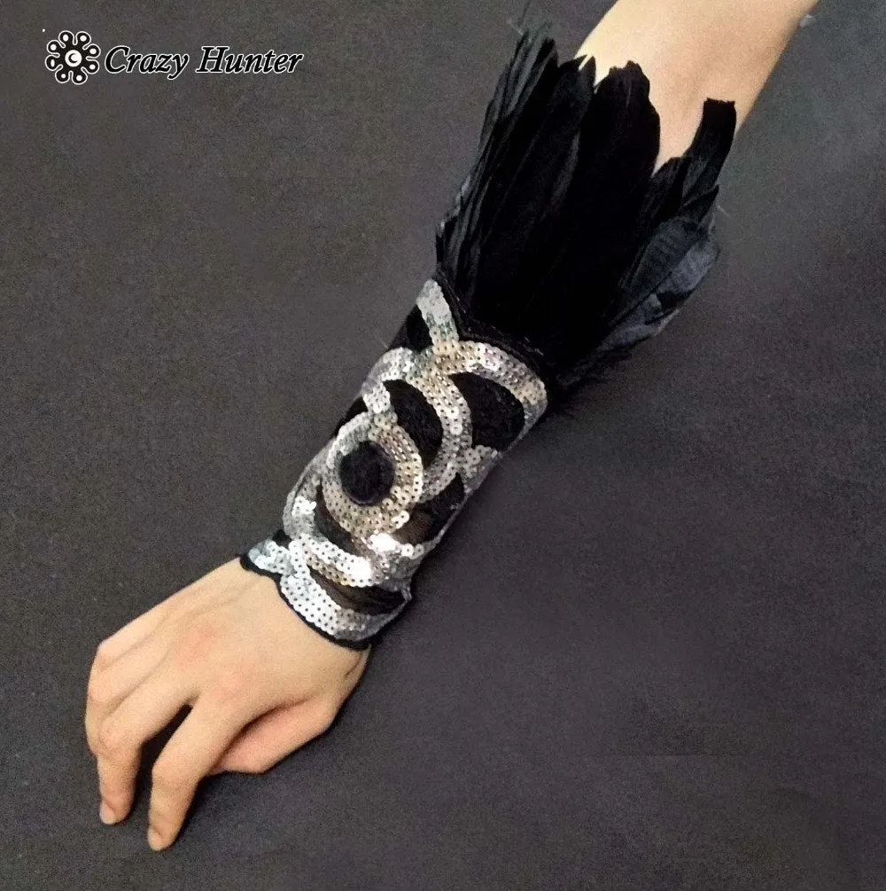 Women Wedding Feather Wrist Corsage Wristband Cosplay Costume Steampunk