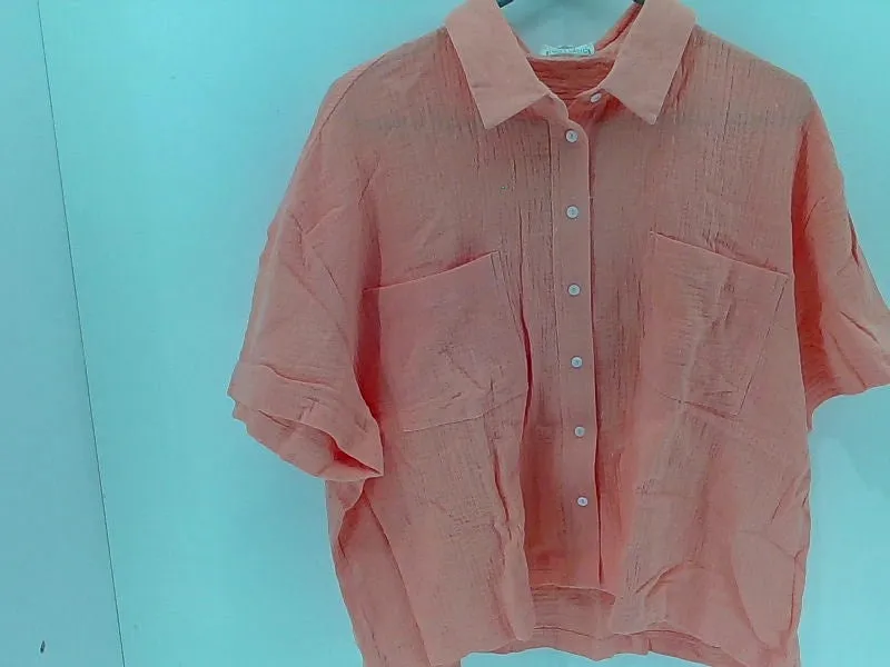 Women's Mainstrip Button Down Shirt Medium Orange