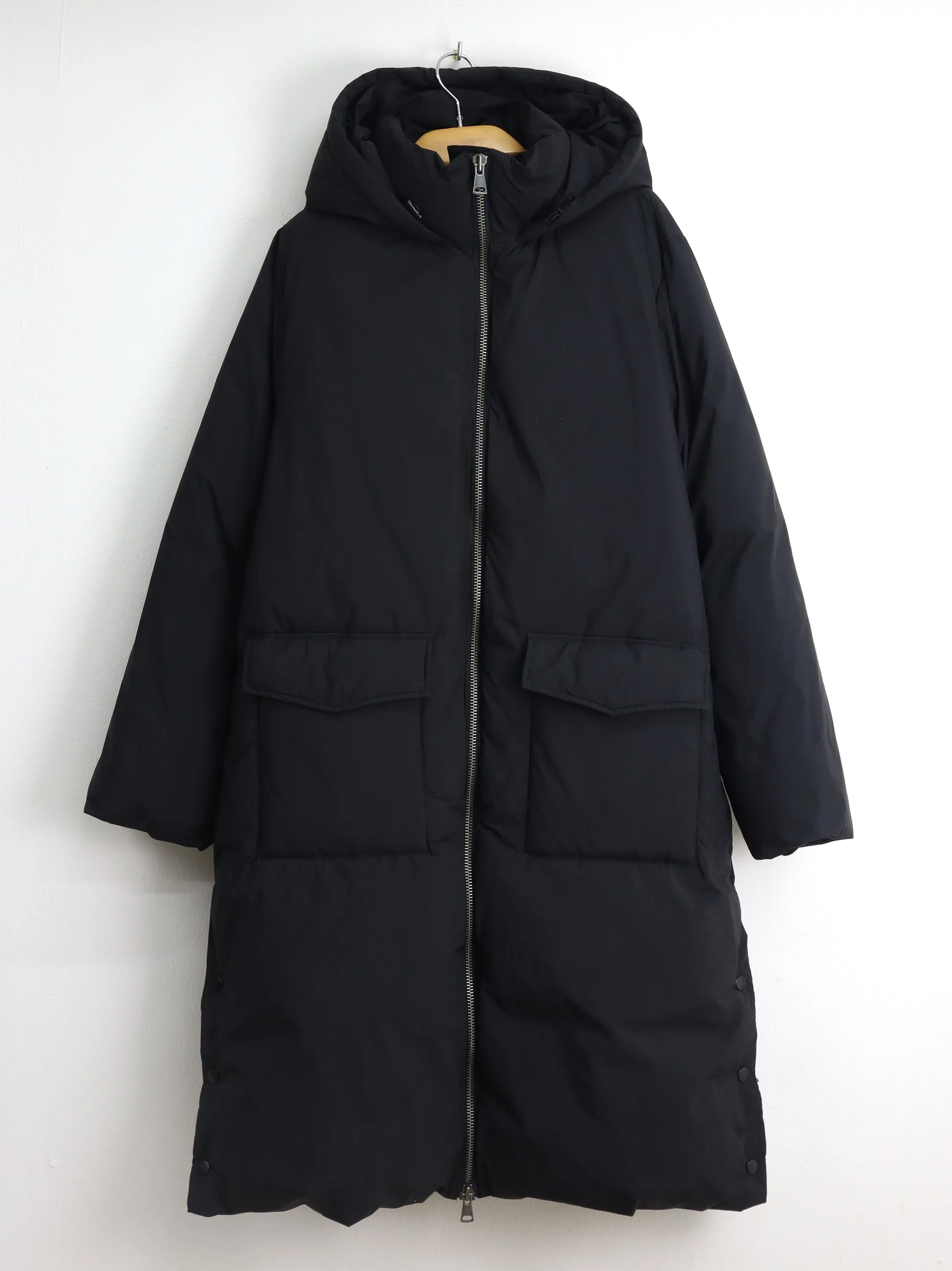 Women's Plain Puffer Coat,Black