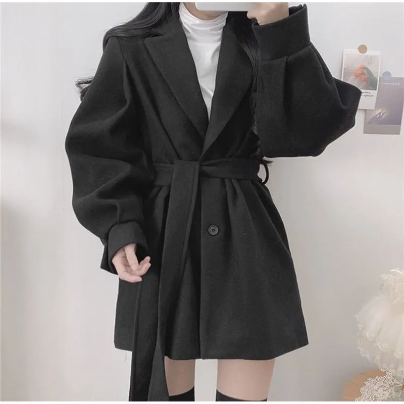 Woolen Thickened Petite Wrap Coat