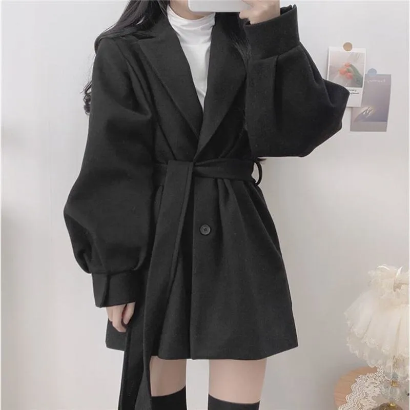 Woolen Thickened Petite Wrap Coat