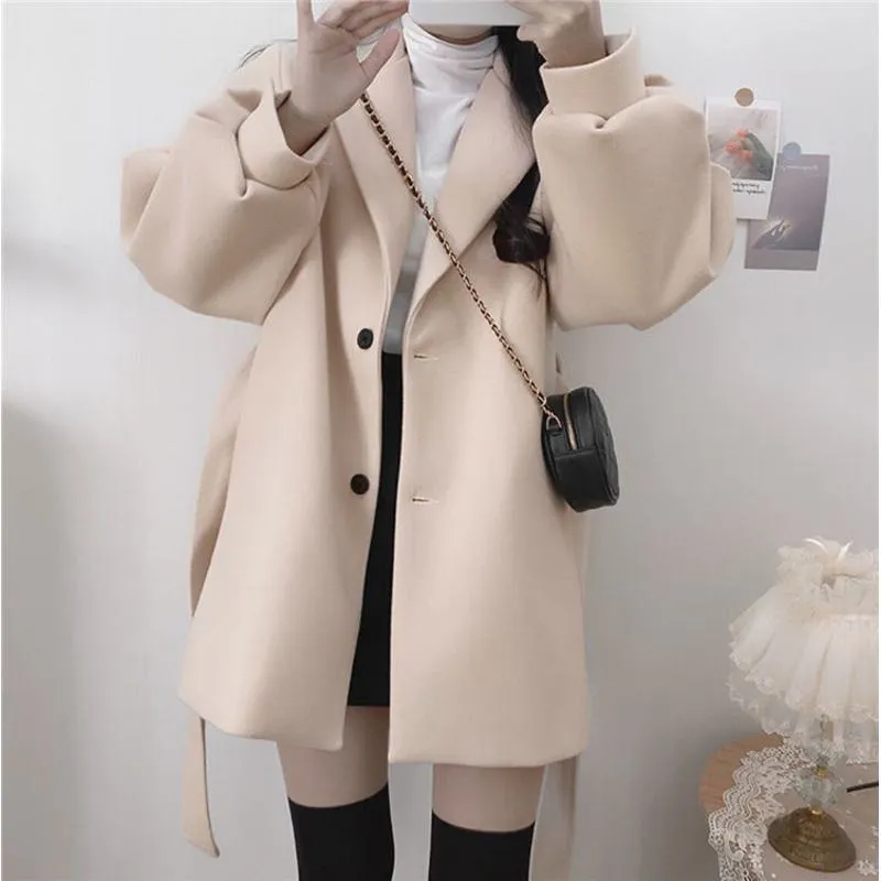 Woolen Thickened Petite Wrap Coat