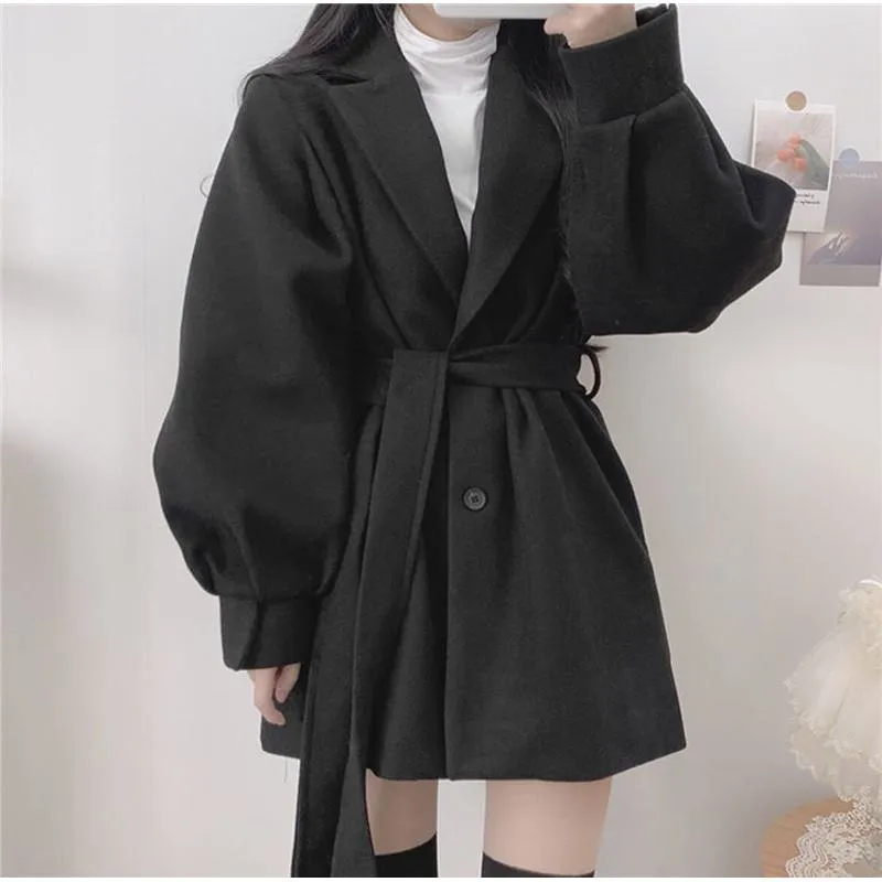 Woolen Thickened Petite Wrap Coat