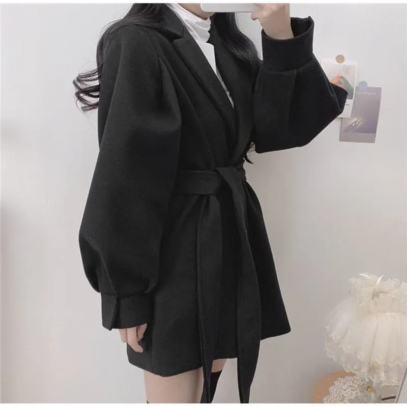 Woolen Thickened Petite Wrap Coat