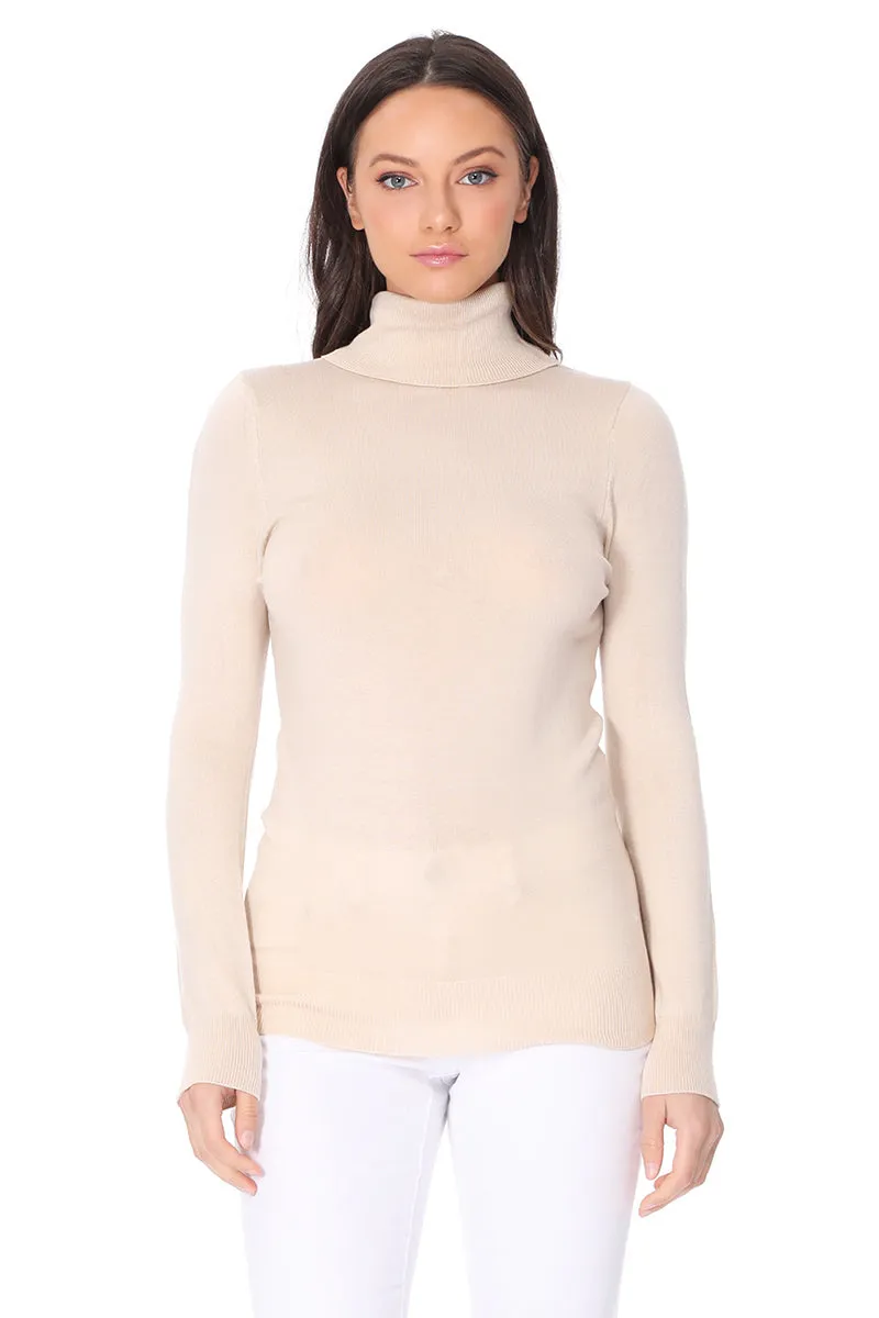 YEMAK Women's Classic Fitted Long Sleeve Turtleneck Pullover Sweater MK3349 (S-L)